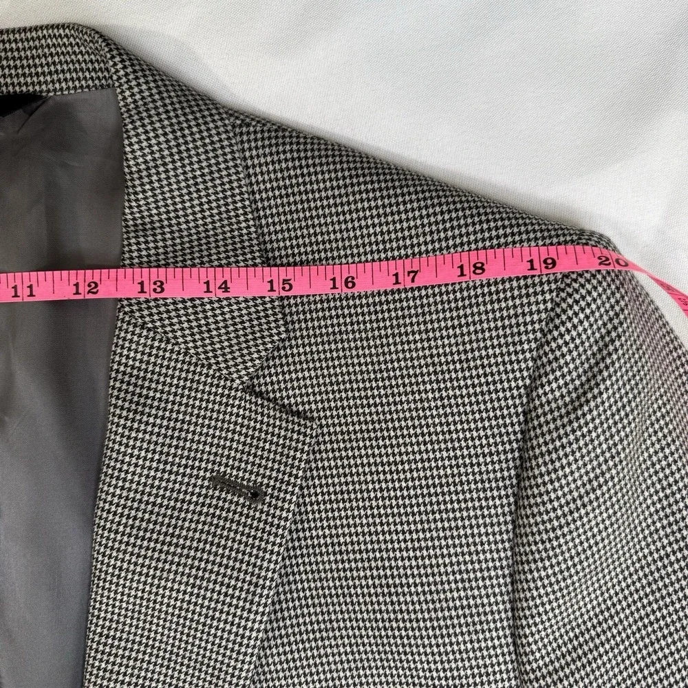 Jos A Bank Men 48L Black White Houndstooth Wool‎ Blazer Sport Coat Two Button
